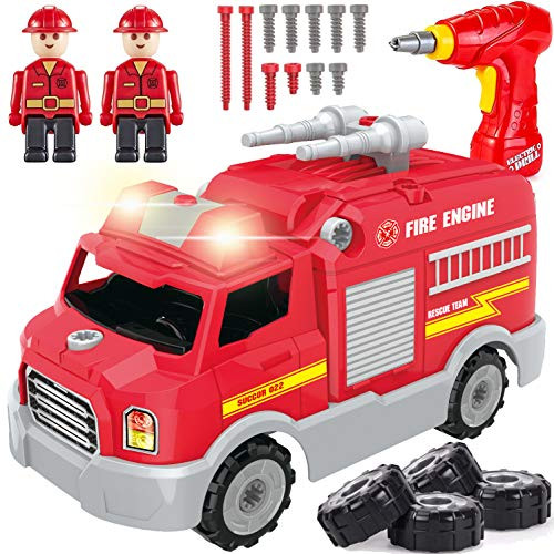 STEM Learning Take Apart Toy Building Set  Build Your Own Car Educational Playset with Tools and Power Drill  DIY Assembly Vehicle for Kids with Realistic Sounds  and  Lights Fire Truck STEM Learning Take Apart Toy Building Set  Build Your Own Car Educational Playset with Tools and Power Drill  DIY Assembly Vehicle for Kids with Realistic Sounds  and  Lights Fire Truck