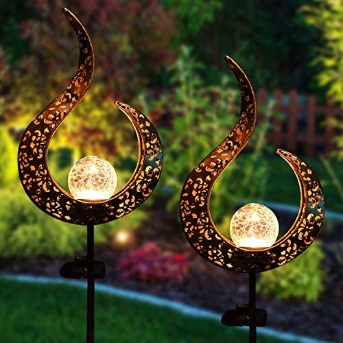 Joiedomi 2 Pack Crackle Glass Globe Metal Solar Yard Garden Stake Lights Pathway Outdoor Stake Lights Waterproof for Walkway Pathway Yard Lawn Patio or Courtyard Joiedomi 2 Pack Crackle Glass Globe Metal Solar Yard Garden Stake Lights Pathway Outdoor Stake Lights Waterproof for Walkway Pathway Yard Lawn Patio or Courtyard
