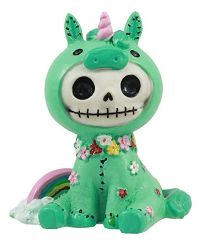 Ebros Furrybones Unie The Sky Castle Rainbow Unicorn Skeleton Statue 3"Tall Furry Bones Sacred Unicorn Of The Glade Collectible Figurine