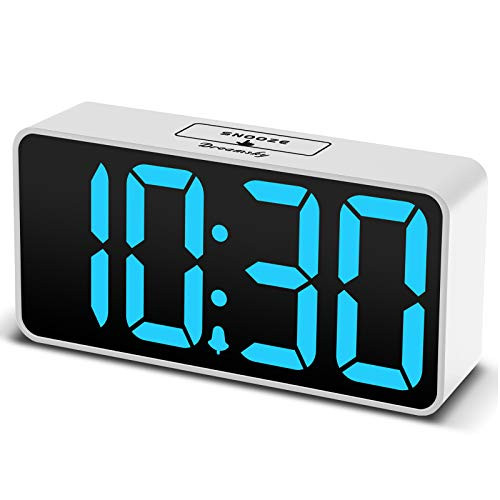 DreamSky Compact Digital Alarm Clock with USB Port for Charging Adjustable Brightness Dimmer Blue Bold Digit Display Adjustable Alarm Volume 1224Hr Snooze Bedroom Desk Alarm Clock_