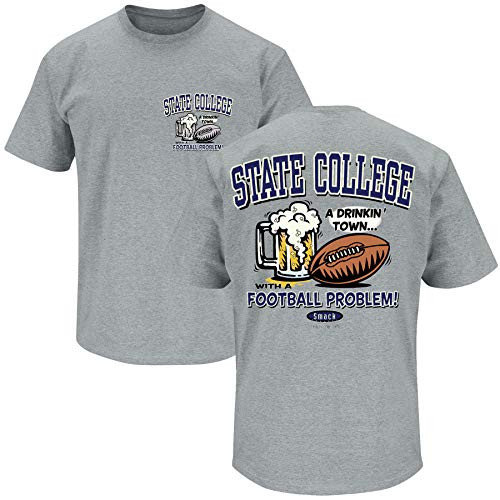 Penn State Football Fans_ State College A Drinking Town with A Football Problem Gray T-Shirt Sm-5X Short Sleeve 3XL