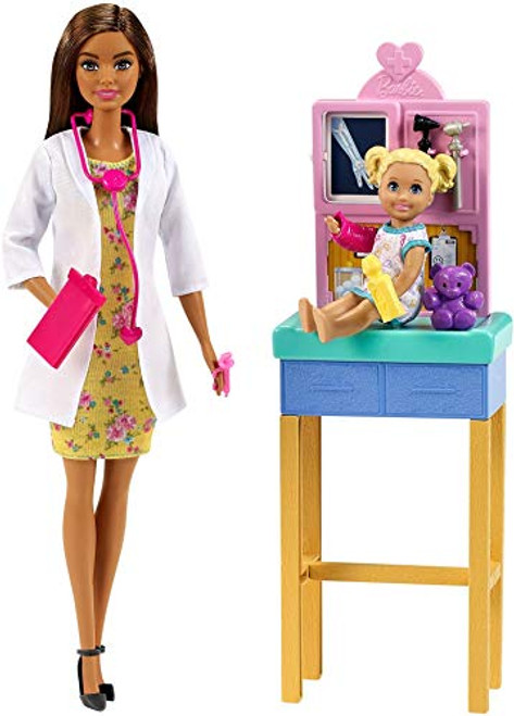 Barbie Pediatrician Playset Brunette Doll 12-In30_40-cm Exam Table X-Ray Stethoscope Tool Clip Board Patient Doll Teddy Bear Great Gift for Ages 3 Years Old and Up Barbie Pediatrician Playset Brunette Doll 12-In30_40-cm Exam Table X-Ray Stethoscope Tool Clip Board Patient Doll Teddy Bear Great Gift for Ages 3 Years Old and Up