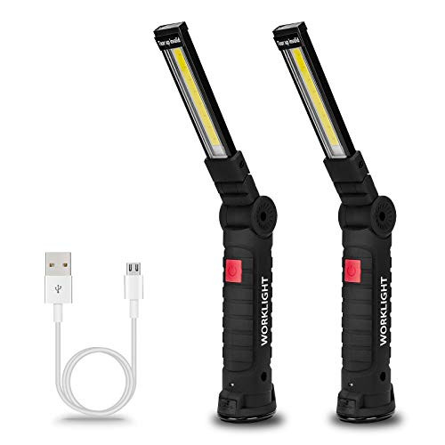 2Pack Lmaytech LED Work Light COB Rechargeable Work Lights with Magnetic Base 270°Rotate and 5 Modes Bright LED Flashlight Inspection Light for Car RepairHousehold and Emergency Use 2Pack Lmaytech LED Work Light COB Rechargeable Work Lights with Magnetic Base 270°Rotate and 5 Modes Bright LED Flashlight Inspection Light for Car RepairHousehold and Emergency Use