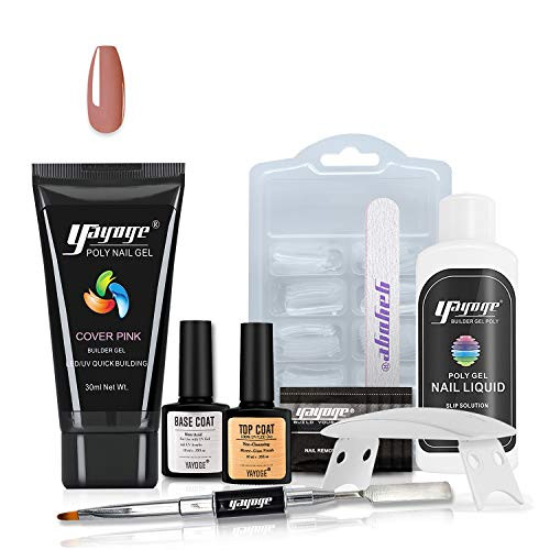 Yayoge Poly Gel Nail Kit - Poly Extension Nail Gel Kit with UVLED Nail Lamp Nail Builder Gel Kit for Nail Manicure Professional All-in-One French Kit