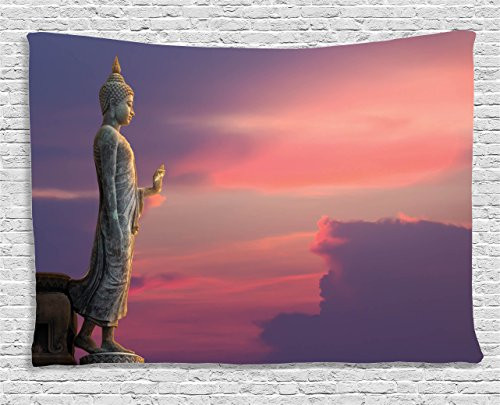 Ambesonne Purple Tapestry Asian Decor, Large Statue in Magical Pink Sunset Scene Nature Meditation Decorative Picture, Bedroom Living Room Dorm Wall Hanging Art, 60 W X 40 L, Purple Pink Grey Ambesonne Purple Tapestry Asian Decor, Large Statue in Magical Pink Sunset Scene Nature Meditation Decorative Picture, Bedroom Living Room Dorm Wall Hanging Art, 60 W X 40 L, Purple Pink Grey