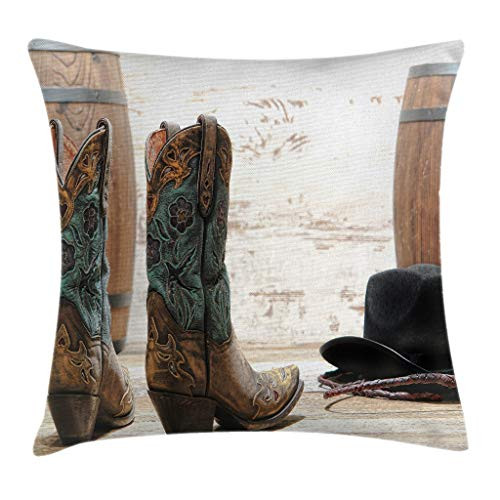 Ambesonne Western Throw Pillow Cushion Cover American Rodeo Theme Cowgirl Design Leather Boots Hat Rustic Picture Decorative Square Accent Pillow Case 16 X 16 Black Brown Ambesonne Western Throw Pillow Cushion Cover American Rodeo Theme Cowgirl Design Leather Boots Hat Rustic Picture Decorative Square Accent Pillow Case 16 X 16 Black Brown
