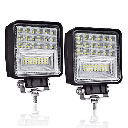 LED Light Pods 4inch 126W Square LED Work Light Spot  and  Flood Light Off Road Light Led Fog Light Truck Light Driving Light Boat Light for Truck Pickup Jeep SUV ATV UTV Waterproof 2 Pack