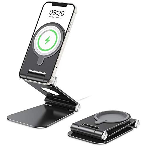 Stand for MagSafe Charger OMOTON Foldable MagSafe Stand Holder for iPhone 12 Series Magsafe Accessories Designed for iPhone 12 Pro Max  12 Pro  12 Mini  12 MagSafe Charger Not Included Black