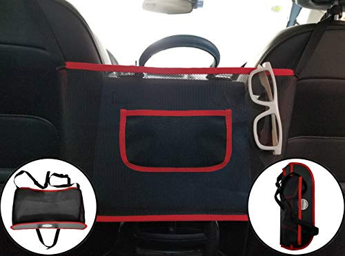 Car Net Pocket Handbag Holder Driver Storage Netting Pouch Car Net Pocket for Purses and Bags Front Seat Handbag Holder for Car Handbag Holder Attaches to Headrest Upgrade-red