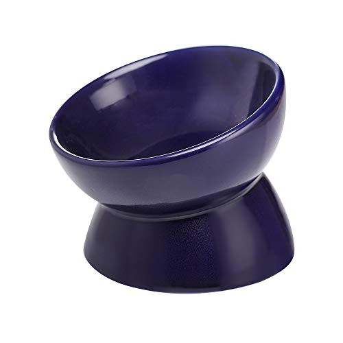 LIONWEI LIONWELI Blue Ceramic Tilted Elevated Cat Dog Bowl Raised Cat Food Water Bowl Dish no Spill Pet Comfort Feeding Bowls LIONWEI LIONWELI Blue Ceramic Tilted Elevated Cat Dog Bowl Raised Cat Food Water Bowl Dish no Spill Pet Comfort Feeding Bowls