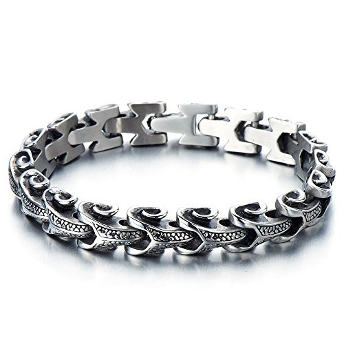 COOLSTEELANDBEYOND Mens Stainless Steel Biker Capricorn Link Bracelet Gothic Bracelet 8_5 Inches COOLSTEELANDBEYOND Mens Stainless Steel Biker Capricorn Link Bracelet Gothic Bracelet 8_5 Inches