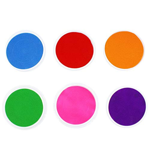 mosstyus Washable Ink Pads Craft Ink Pads Stamps Partner DIY Rainbow Finger Stamp Pads for Kids 6 Colors Pack of 6