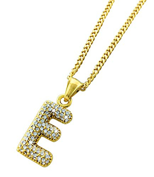 Exo Jewel 18k Gold Plated Gold Diamond Alphabet Letter E Pendant Stainless Steel Necklace with 24 Chain