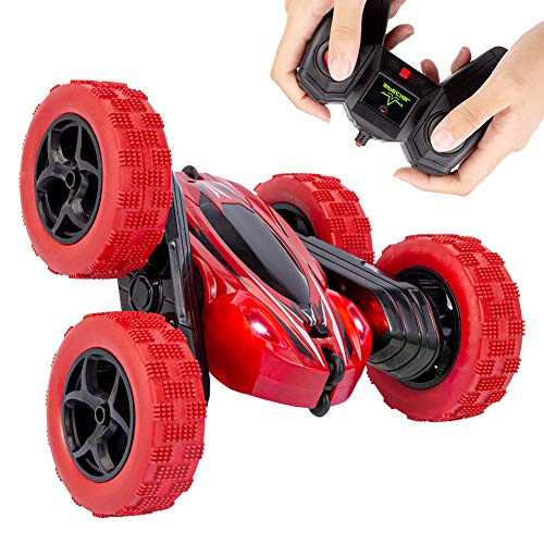 RC Stunt Car for Kids 2_4 GHz Remote Control Stunt Car Double Sided 124 RC Vehicle Toy 360 Rotation Red