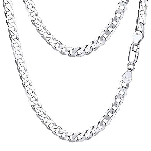 PROSTEEL 925 Sterling Silver Chain for Jewelry Making Xmas Gifts 3mm 24 Inch Curb Chain Men Cuban Link Necklace Women PROSTEEL 925 Sterling Silver Chain for Jewelry Making Xmas Gifts 3mm 24 Inch Curb Chain Men Cuban Link Necklace Women