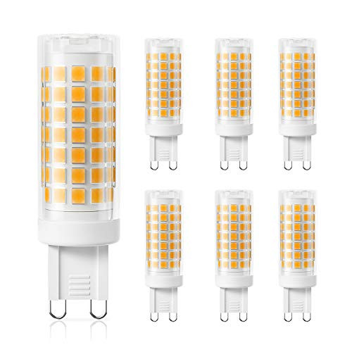 DiCUNO Dimmable G9 LED Bulb 4W 40W Halogen Equivalent 430LM Warm White 3000K 120V Ceramic Base Light Bulb for Under Counter Cabinet Ceiling Fan Home Lighting 6-Pack