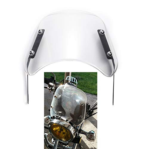 DUILU Universal Motorcycle Windshield Wind Deflector Windscreen for Harley Honda Yamaha Kawasaki Suzuki 5-7 Headlight Clear