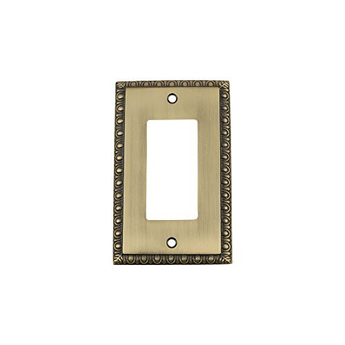 Nostalgic Warehouse 719761 Egg  and  Dart Switch Plate with Single Rocker Antique Brass