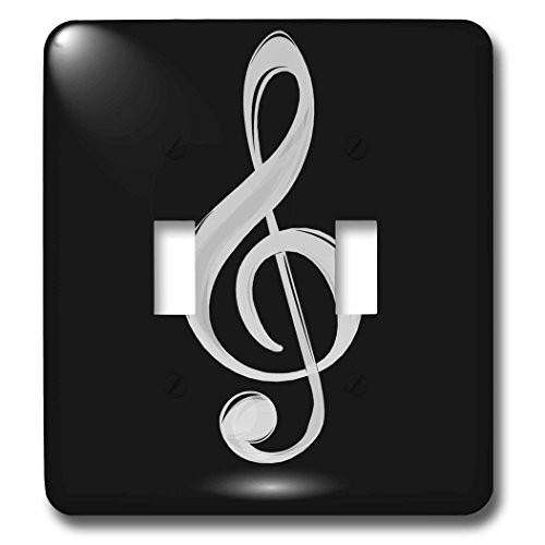 3dRose lsp-111576-2 Gray Treble Clef Light Switch Cover