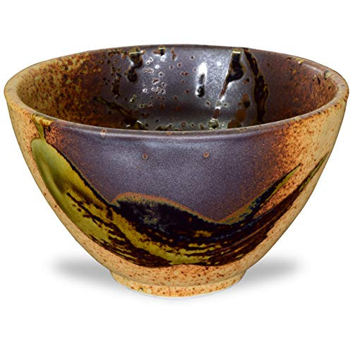 Mino Ware Japanese Rice Bowl Rice Ramen Noodle Soup Sarada Pasta Shigaraki Oribe Chawn 5_31 inch 12_3oz