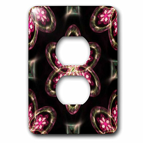 3dRose lsp-185053-6 Neon Light Pink Flower Floral Fractal Art Pattern Light Switch Cover