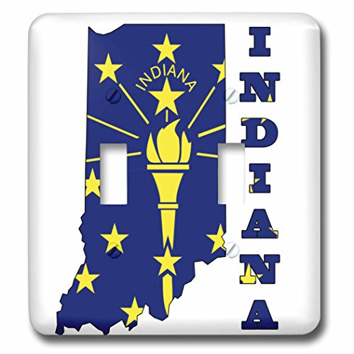 3dRose lsp-58736-2 Indiana state flag in the outline map and letters for Indiana Double Toggle Switch