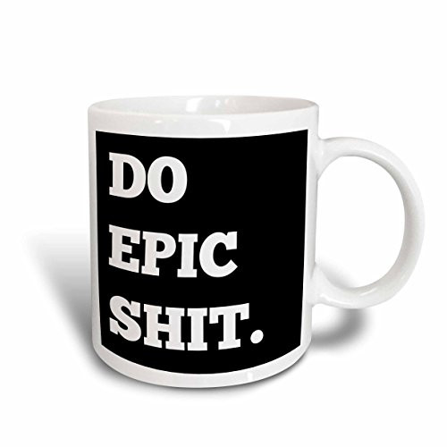 3dRose Do Epic Shit Letters Background Mug 15 oz BlackWhite