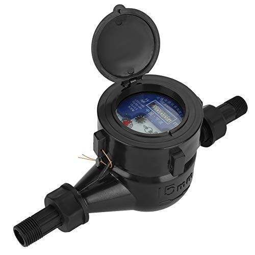 DN15 Cold Water Meter Garden Home Black Plastic Single Water Flow Dry Table Measuring Tool