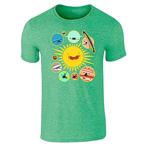 Pop Threads Cute Goofy Solar System Kids Science Graphic Heather Irish Green L Graphic Tee T-Shirt for Men