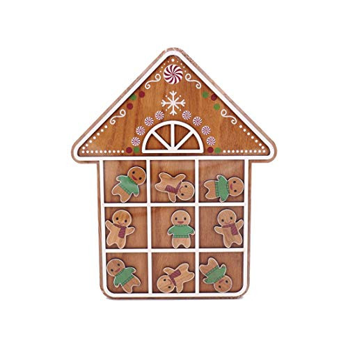 DEI 14003 Gingerbread House Tic Tac Toe Board Game 15-inch Height Wood