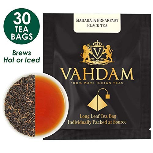 VAHDAM, English Breakfast Black Tea (30 Tea Bags) - STRONG & AROMATIC - Original English Tea Bags, Black Tea Leaves, Brew Kombucha Tea, Hot Tea or Iced Tea - 15 Pyramid Tea Bags (Set of 2)