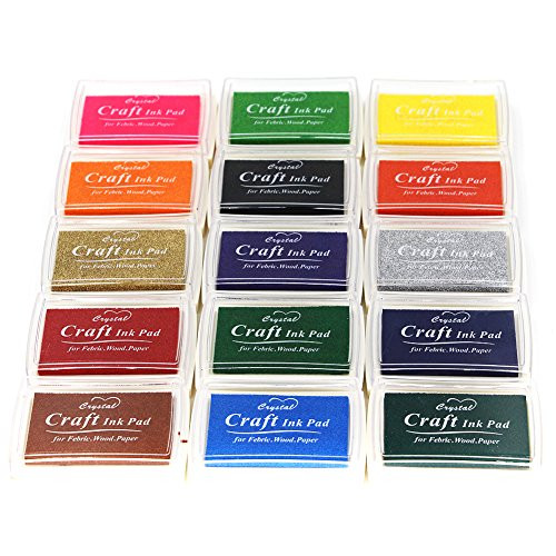 Miraclekoo Craft Ink Pad Finger ink Pad Stamps Partner Set of 15 DIY Assorted Color