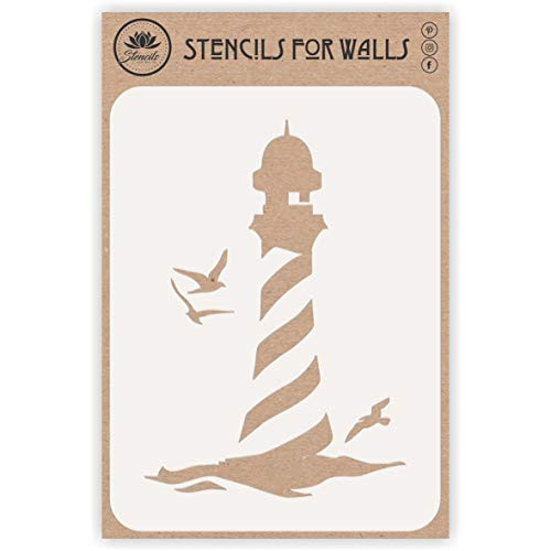 Lighthouse Stencil 6_5 x 9_5 inch M - Naive Sea Ocean Nautical Seagulls Wall Stencils for Painting Template Lighthouse Stencil 6_5 x 9_5 inch M - Naive Sea Ocean Nautical Seagulls Wall Stencils for Painting Template
