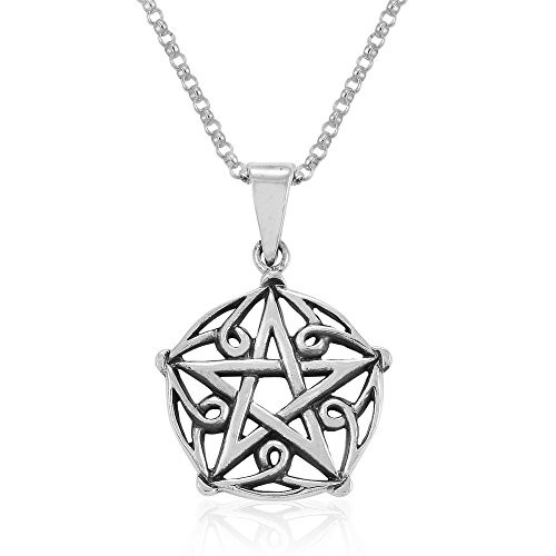 Mimi Sterling Silver Celtic Pentacle Pentagram Wiccan Pagan Pendant Necklace 18 inches Mimi Sterling Silver Celtic Pentacle Pentagram Wiccan Pagan Pendant Necklace 18 inches