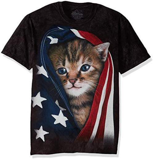 The Mountain Mens the Patriotic Kitten Adult T-Shirt Black X-Large