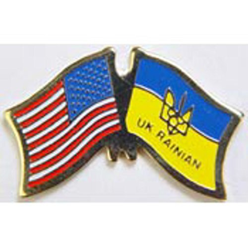 EagleEmblems P09811 PIN-USA/Ukraine (Cross Flags) (1.125'')