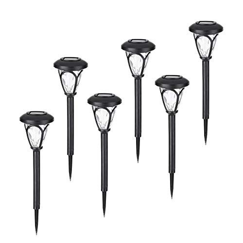 IKER Solar Path Lights 6-Pack Outdoor Solar Pathway LightsSolar Garden Lights Waterproof Solar Walkway Lights Outdoor Lawn Patio Yard Garden Pathway Walkway and Driveway