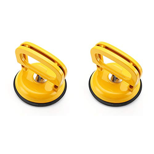 2 Pack Glass Suction Cup Heavy Duty - Aluminum Vacuum Plate Dent Puller Power Grip Vacuum Lifter for Glass Tiles Mirror Granite Lifting Sucker Plate Double Handle Locking