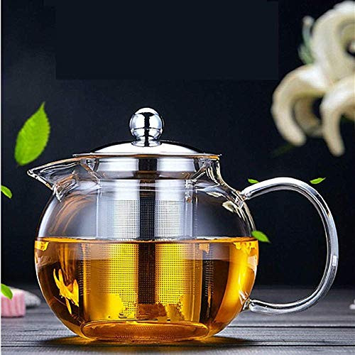 Glass Teapot Tea Kettle - Borosilicate Glass Tea Maker Stainless Steel with Removable Infuser for Blooming and Loose Leaf Microwave and Stovetop Safe 44oz1300ml Glass Teapot Tea Kettle - Borosilicate Glass Tea Maker Stainless Steel with Removable Infuser for Blooming and Loose Leaf Microwave and Stovetop Safe 44oz1300ml
