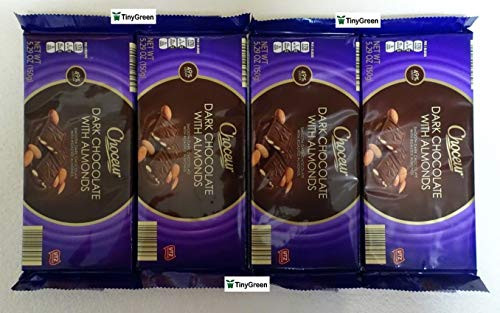 Choceur Dark Chocolate with Almonds Smooth Dark Chocolate with Roasted Almonds 49 Cocoa 5_29oz 150g Pack of Four