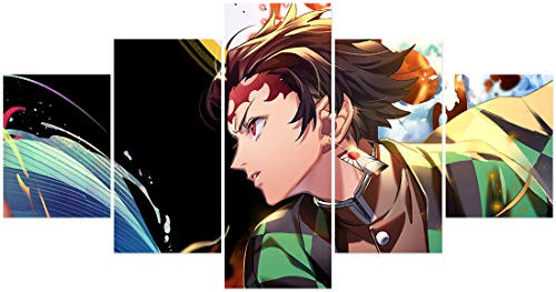 FUNHUA Demon Slayer Poster Canvas Prints Unframed Anime Demon Slayer Kamado Tanjirou Wall Art Painting for Living Room Bedroom No Frame
