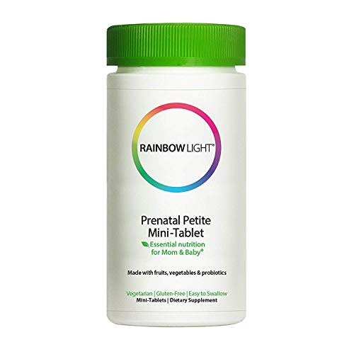 Rainbow Light Prenatal Petite Mini-Tab Multivitamin Plus Superfoods  and  Probiotics - Organic Daily Vitamin and Mineral Supplement for Mom  and  Baby Folate Iron Gluten-Free Vegetarian - 180 Mini-Tablets
