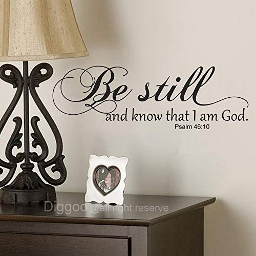 Be Still and Know That I am God Psalm 4610 Wall Decal Scripture Wall Decal Bible Verse Quote Religious Wall Decor for Living Room Black13_5 h x 40 w