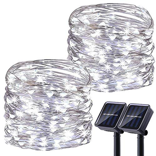 LiyuanQ Upgraded Solar Powered String Lights 2 Pack 8 Modes 200 LED Solar Fairy Lights Waterproof 66ft Silver Wire Lights Outdoor Garden String Light for Home Patio Yard Party Decoration Cool White LiyuanQ Upgraded Solar Powered String Lights 2 Pack 8 Modes 200 LED Solar Fairy Lights Waterproof 66ft Silver Wire Lights Outdoor Garden String Light for Home Patio Yard Party Decoration Cool White