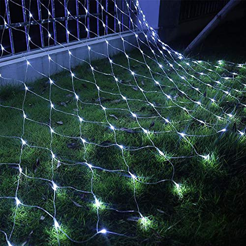 All-Conquering 9_8ft X 6_6ft 200 LED Net Lights Outdoor Mesh Lights 8 Modes Low Voltage Net String Lights LED Christmas Net Lights for Bedroom Bush Wedding Garden White