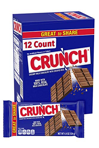 Crunch 100 Real Milk Chocolate Candy Bars Individually Wrapped Perfect Valentines Day Gift 4_4 oz Tablets Pack of 12