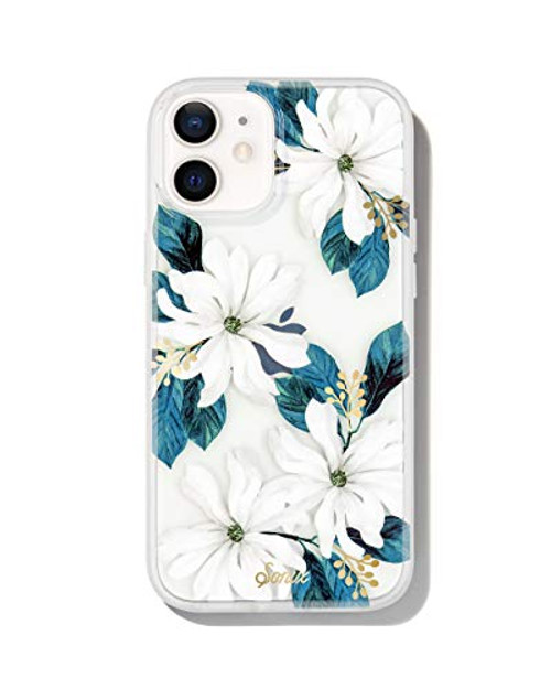 Sonix Delilah Flower Case for iPhone 12mini 10ft Drop Tested Antimicrobial Womens Protective White Floral Clear Cover for Apple iPhone 12 Mini