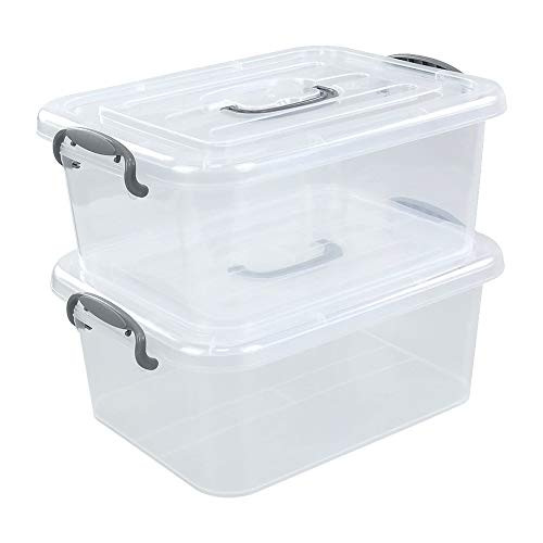 Kekow 2-Pack Clear Storage Latch Box Plastic Containers with Lids 8 L