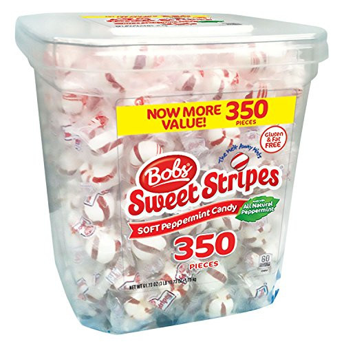 Bobs Sweet Stripes Soft Peppermint Candy  100 Real Peppermint Delicious Sweet Stripes Gluten  and  Fat Free - 350 Count