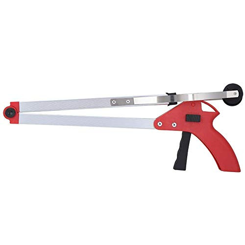 Mumusuki Garbage Picker Grabber Tool Folding Trash Grabber for Garden Leaves Waste Pick Up Reaching Assist ToolRed Handle